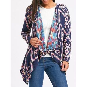 Retro Style Collarless Loose-Fitting Cardigan